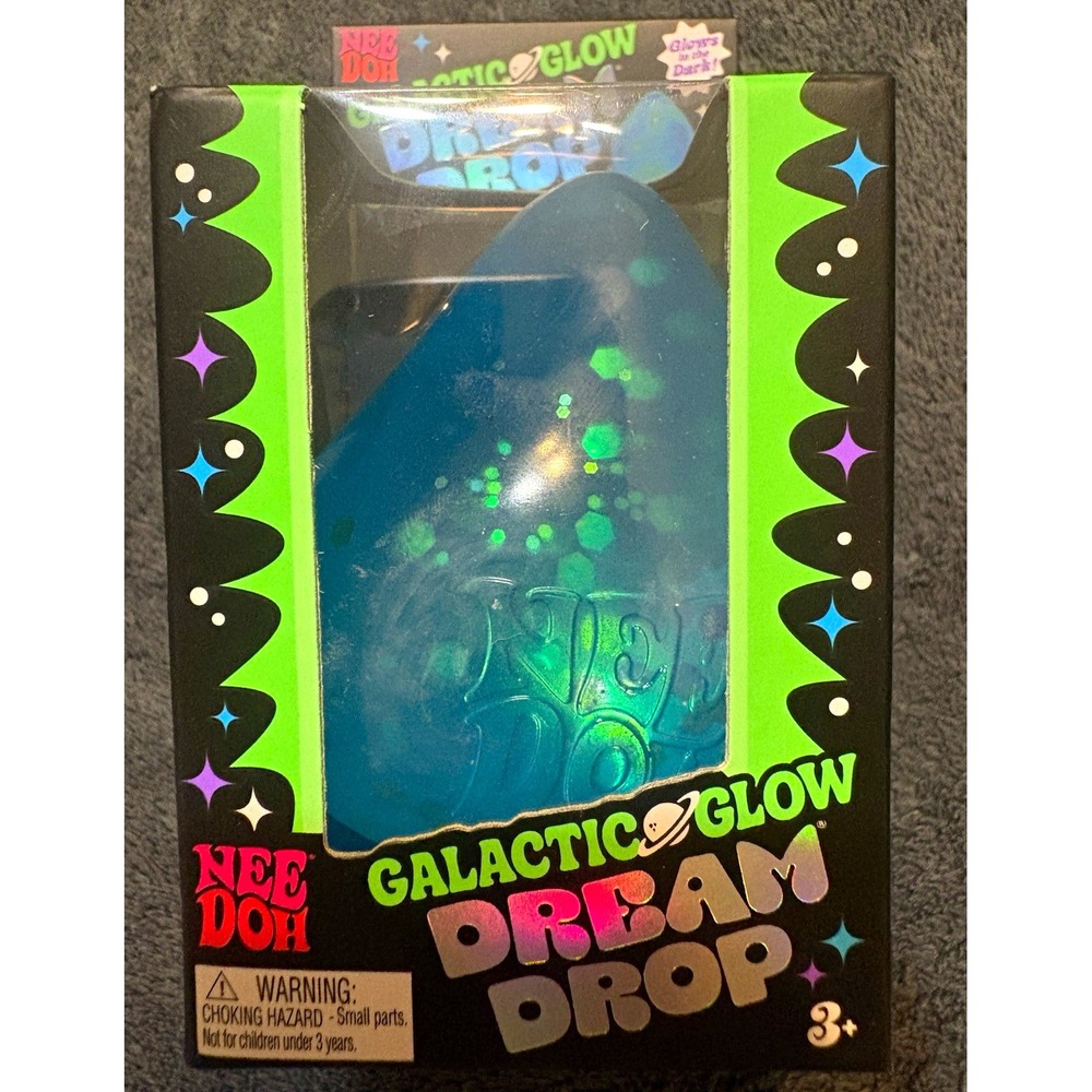 NeeDoh Galactic Glow Dream Drop Fidget Toy Galati-Blue Glow in Dark New